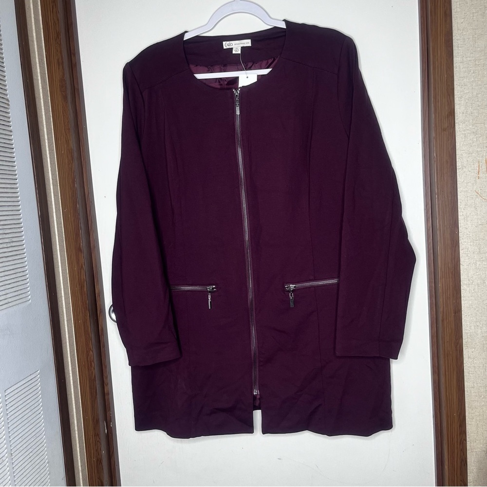Cato Women's Dark Purple Plum Jacket Zipper Pockets Size XL